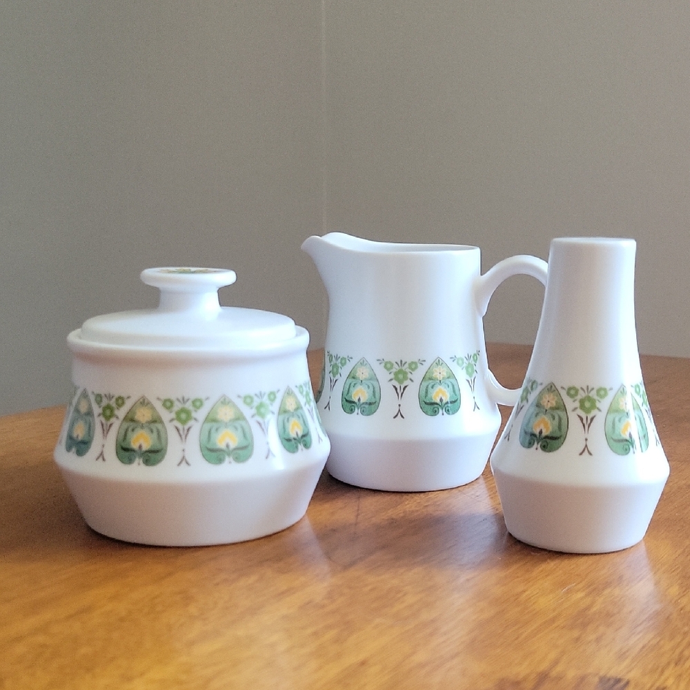 Vintage Noritake Progression China Palos Verde Creamer, Sugar & Salt Shaker Set